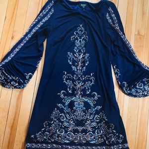 Indigo Drape Sleeve Dress